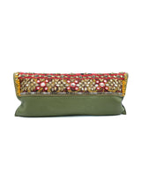 Alexander McQueen Embellished Sage Green Leather Clutch Accessory arcadeshops.com