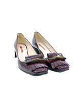 Prada Burgundy Kiltie Block Heel Loafers, 36 Accessory arcadeshops.com