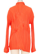 Issey Miyake Orange Wrinkle Pleated Blouse Top arcadeshops.com
