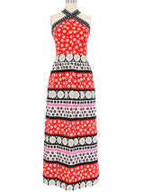 Donald Brooks Floral Cotton Halter Dress Dress arcadeshops.com