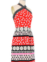 Donald Brooks Floral Cotton Halter Dress Dress arcadeshops.com