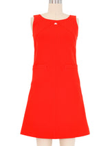 1990s Courreges Red Orange Shift Dress Dress arcadeshops.com