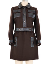 1960s Courreges Chocolate Vinyl Trimmed Skirt Suit Suit arcadeshops.com