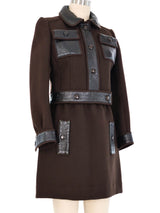 1960s Courreges Chocolate Vinyl Trimmed Skirt Suit Suit arcadeshops.com