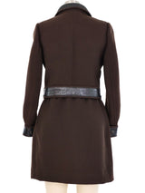 1960s Courreges Chocolate Vinyl Trimmed Skirt Suit Suit arcadeshops.com