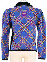 1980s Yves Saint Laurent Plaid Knit Jacket Jacket arcadeshops.com