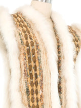 1960s Fur Trimmed Woven Vest Jacket arcadeshops.com