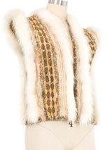 1960s Fur Trimmed Woven Vest Jacket arcadeshops.com