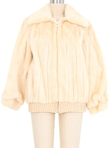 Zip Front Mink Bomber Jacket Outerwear arcadeshops.com