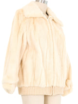 Zip Front Mink Bomber Jacket Outerwear arcadeshops.com