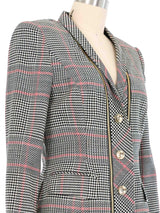 Escada Zipper Houndstooth Blazer Jacket arcadeshops.com