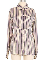 Hermes Purple Striped Button Down Top arcadeshops.com