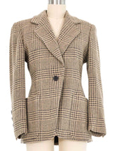 Escada Beige Houndstooth Tweed Blazer Jacket arcadeshops.com