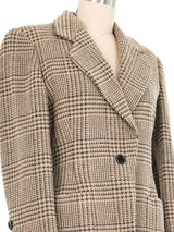 Escada Beige Houndstooth Tweed Blazer Jacket arcadeshops.com
