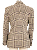 Escada Beige Houndstooth Tweed Blazer Jacket arcadeshops.com