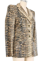 Escada Tiger Printed Leather Blazer Jacket arcadeshops.com