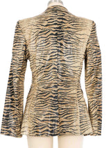 Escada Tiger Printed Leather Blazer Jacket arcadeshops.com