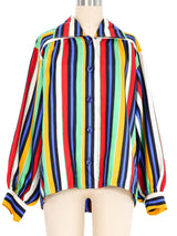 Yves Saint Laurent Rainbow Striped Blouse Top arcadeshops.com