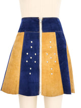 Colorblock Studded Suede Skirt Bottom arcadeshops.com