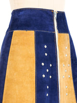 Colorblock Studded Suede Skirt Bottom arcadeshops.com