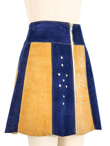 Colorblock Studded Suede Skirt Bottom arcadeshops.com