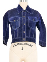 Cropped Navy Suede Jacket Jacket arcadeshops.com
