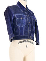Cropped Navy Suede Jacket Jacket arcadeshops.com
