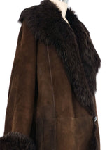 Yves Saint Laurent Brown Suede Shearling Coat Outerwear arcadeshops.com