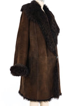 Yves Saint Laurent Brown Suede Shearling Coat Outerwear arcadeshops.com