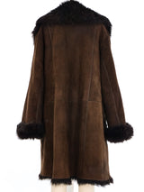 Yves Saint Laurent Brown Suede Shearling Coat Outerwear arcadeshops.com