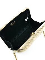 Ribbed Goldtone Metal Clutch Accessory arcadeshops.com
