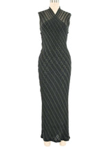 Celine Metallic Ribbed Crossover Dress Dress arcadeshops.com