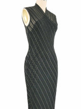 Celine Metallic Ribbed Crossover Dress Dress arcadeshops.com