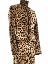 Dolce and Gabbana Leopard Knit Dress Ensemble Suit arcadeshops.com