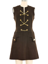 1960s Brown Tweed Chain Laced Mini Dress Dress arcadeshops.com
