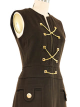 1960s Brown Tweed Chain Laced Mini Dress Dress arcadeshops.com