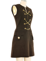 1960s Brown Tweed Chain Laced Mini Dress Dress arcadeshops.com