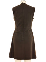 1960s Brown Tweed Chain Laced Mini Dress Dress arcadeshops.com