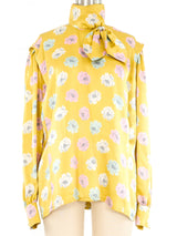 Escada Chartreuse Floral Blouse Top arcadeshops.com