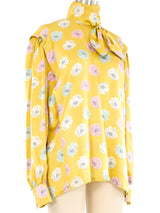Escada Chartreuse Floral Blouse Top arcadeshops.com