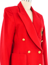 Escada Red Embroidered Wool Blazer Jacket arcadeshops.com