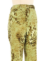 1980s Lime Leopard Print Pants Bottom arcadeshops.com