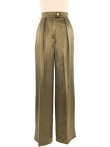 Escada Olive Silk High Waisted Trousers Bottom arcadeshops.com