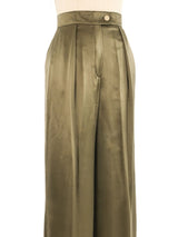 Escada Olive Silk High Waisted Trousers Bottom arcadeshops.com