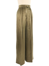 Escada Olive Silk High Waisted Trousers Bottom arcadeshops.com