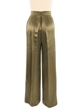 Escada Olive Silk High Waisted Trousers Bottom arcadeshops.com