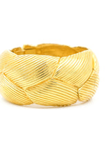 Carved Quilted Goldtone Clamper Bangle Accessory arcadeshops.com