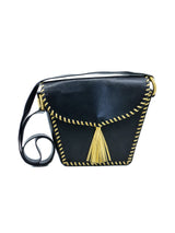 Paloma Picasso Metallic Whipstitch Leather Bag Accessory arcadeshops.com