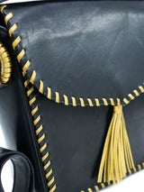 Paloma Picasso Metallic Whipstitch Leather Bag Accessory arcadeshops.com