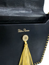 Paloma Picasso Metallic Whipstitch Leather Bag Accessory arcadeshops.com